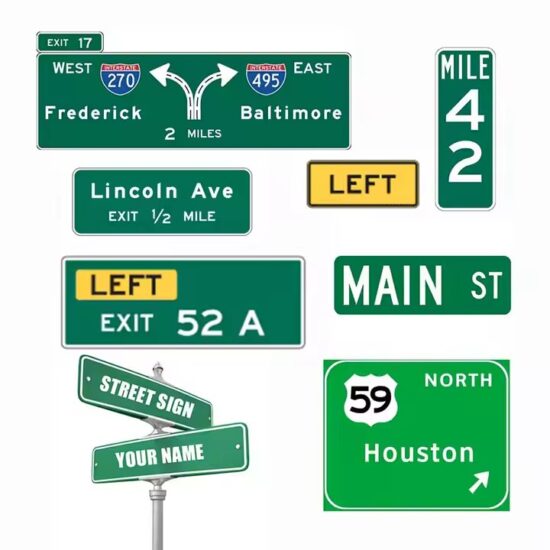 Custom Reflective Highway Guide Sign for Road Navigation

