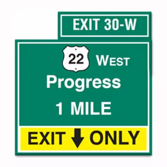 Custom Reflective Highway Guide Sign for Road Navigation

