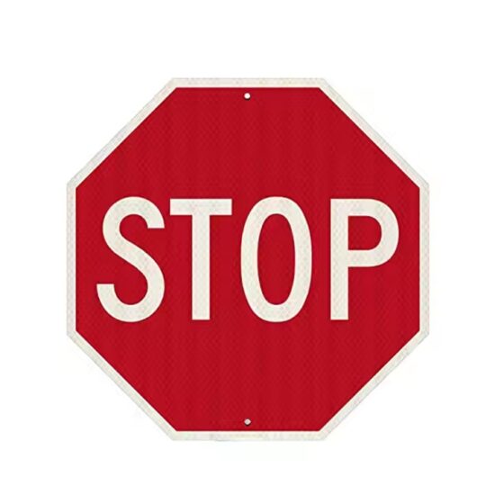 Reflective STOP sign for traffic safety and road control projects