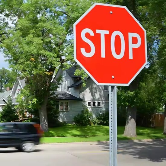 Reflective STOP sign for traffic safety and road control projects