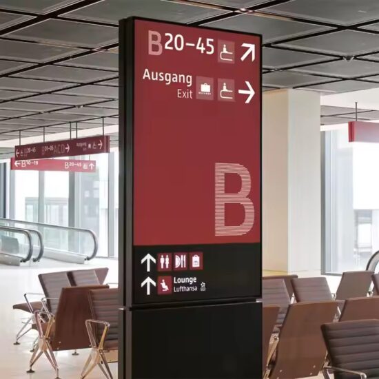 Airport Wayfinding Direction Sign Installed in Departure Terminal