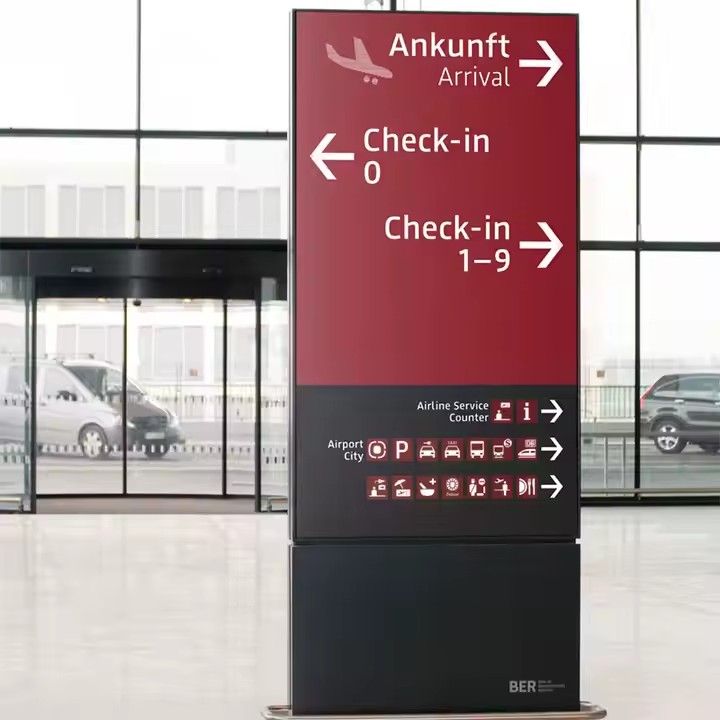 Airport Wayfinding Direction Sign Installed in Departure Terminal