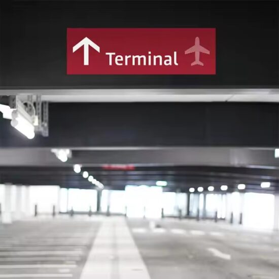 Airport Wayfinding Direction Sign Installed in Departure Terminal