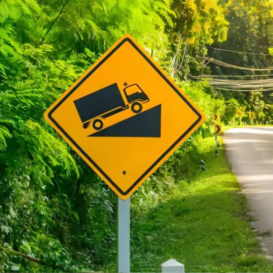 Reflective Steep Hill Road Warning Sign for Vehicle Safety
