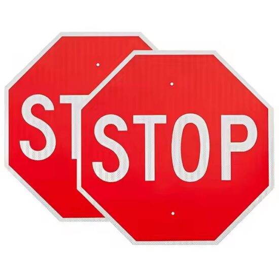 High-visibility custom STOP sign with reflective surface for road safety