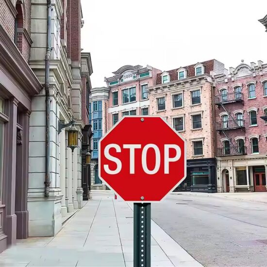 Durable octagonal STOP sign with reflective coating for traffic control