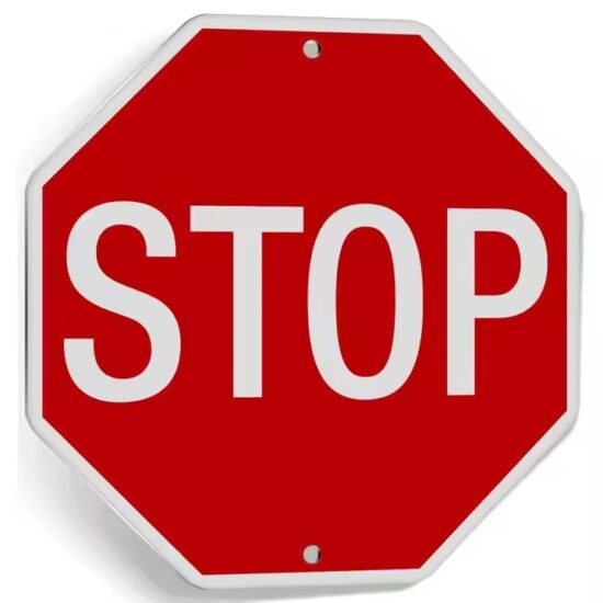 Durable octagonal STOP sign with reflective coating for traffic control