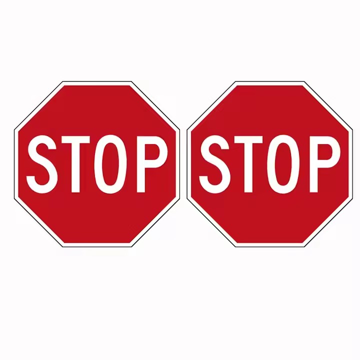 High-visibility outdoor aluminum STOP sign with reflective surface