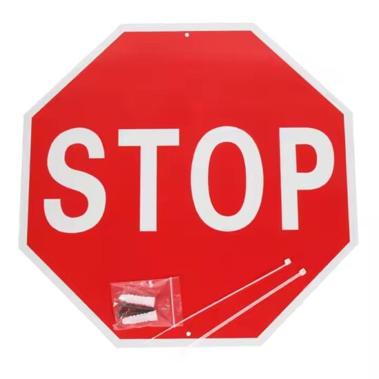 High-visibility aluminum STOP sign for road safety and intersections