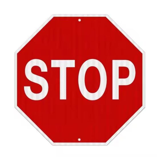 High-visibility aluminum STOP sign for road safety and intersections