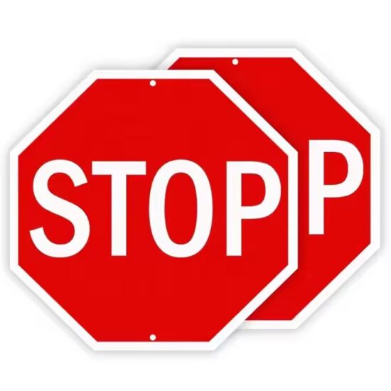 High-visibility aluminum STOP sign for road safety and intersections