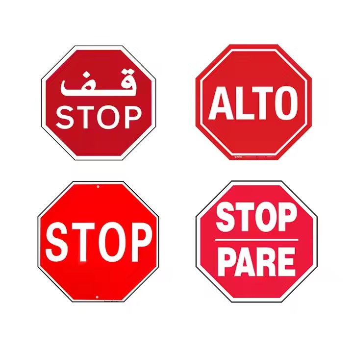 High-visibility reflective STOP sign with durable aluminum base for traffic safety