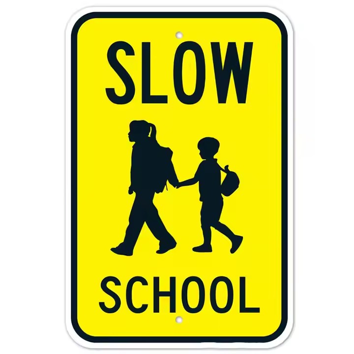 High-Quality Reflective School Zone Warning Sign for Child Pedestrian Safety