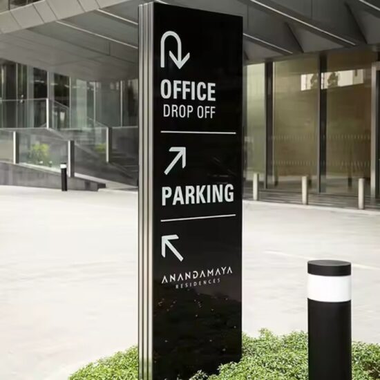 Outdoor Tower Direction Sign at Construction Site