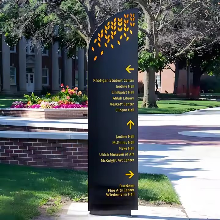Weatherproof Outdoor Direction Sign Installed in Rainy Area