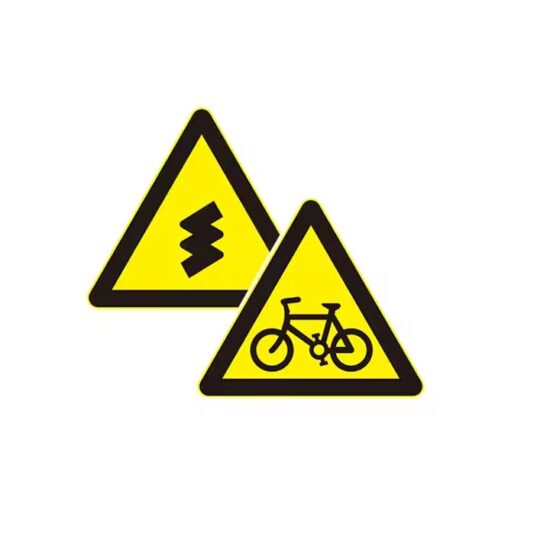 High-Visibility Yellow Black Triangular Traffic Warning Sign for Road Safety