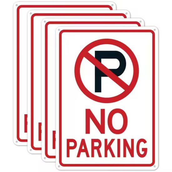 High-Quality Reflective Aluminum No Parking Warning Sign Installed