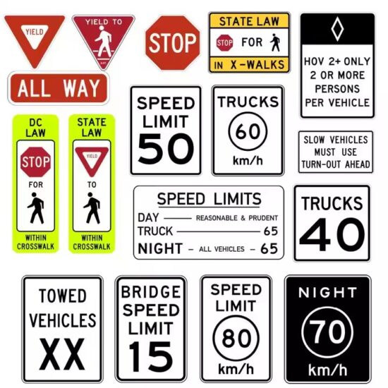 Custom outdoor reflective traffic sign with high visibility for road safety