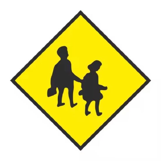 Custom Reflective School Zone Traffic Safety Sign Installed on Roadside
