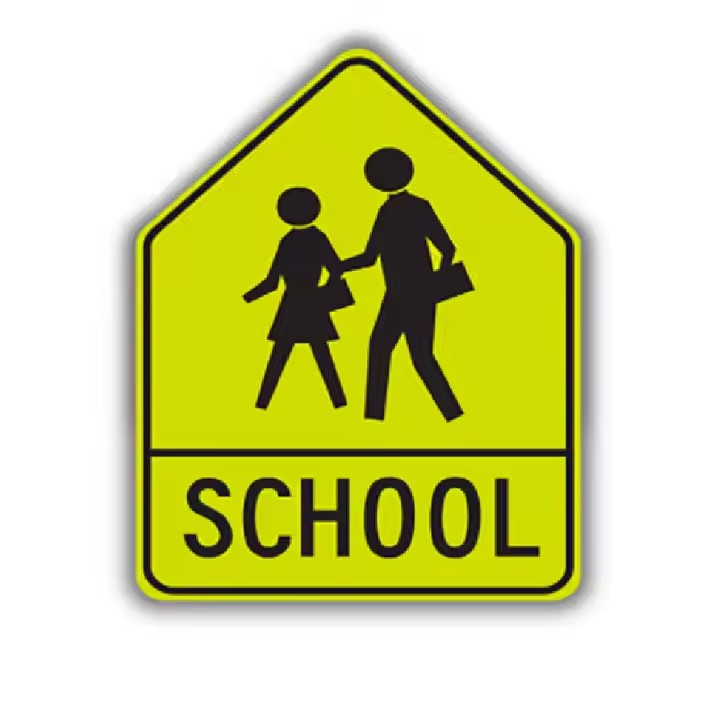 Custom Reflective School Zone Traffic Safety Sign Installed on Roadside