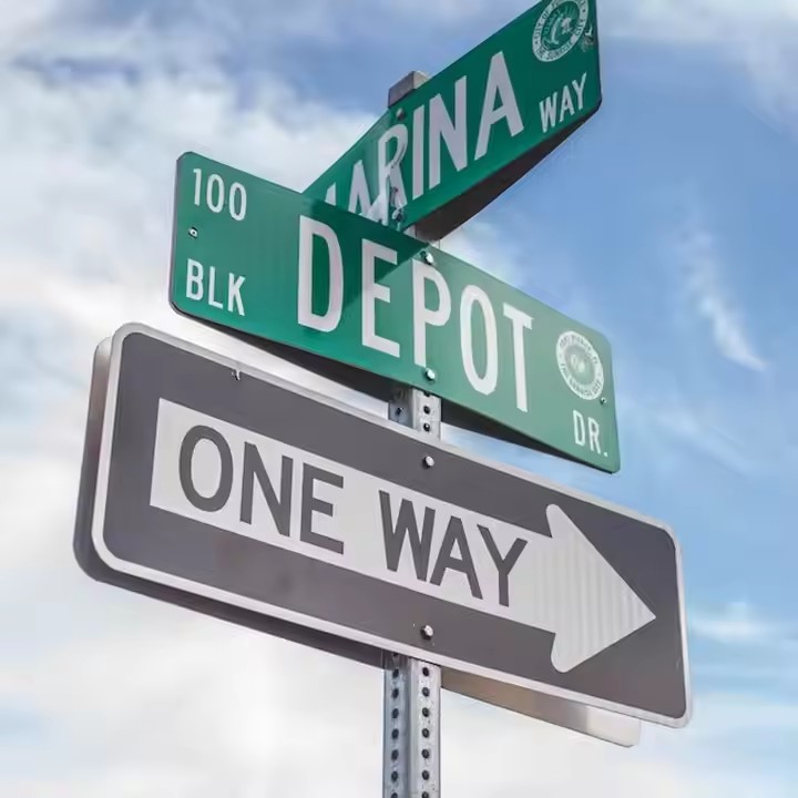 Custom Size Street Address Direction Sign Installed on City Pole
