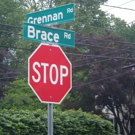 Custom Size Street Address Direction Sign Installed on City Pole