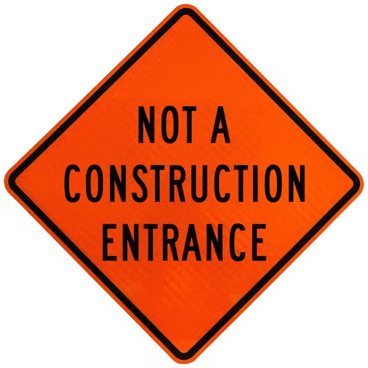 Custom Reflective Orange Aluminum Road Construction Sign