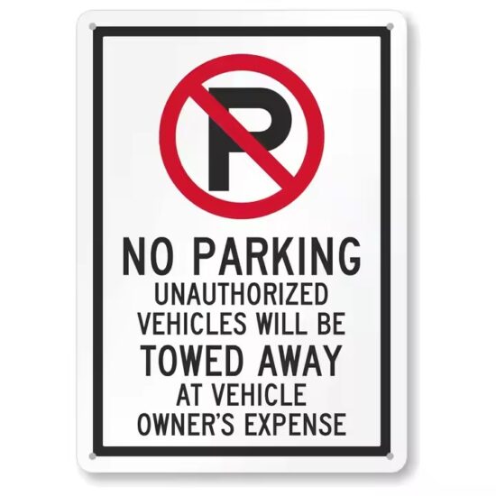 Weatherproof No Parking Traffic Sign Installed Outdoors