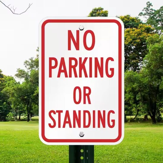 Weatherproof No Parking Traffic Sign Installed Outdoors