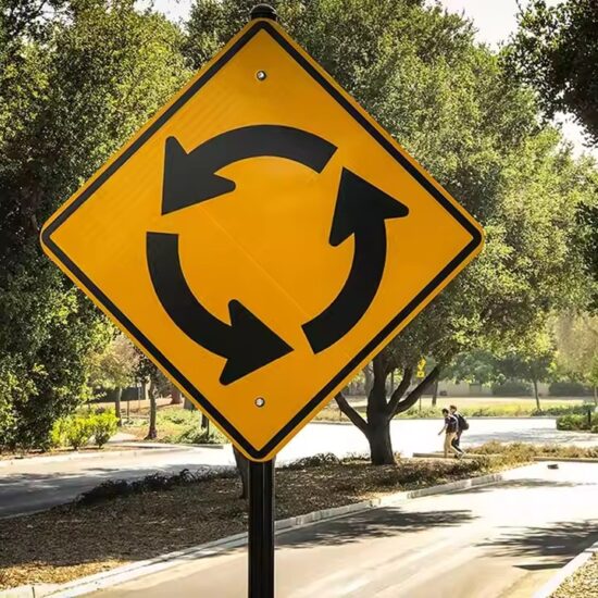 High-Quality Yellow Safety Warning Metal Traffic Sign