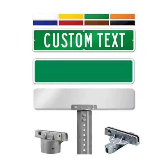 Custom outdoor street name sign with reflective lettering