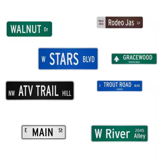 Waterproof custom outdoor road sign with reflective coating