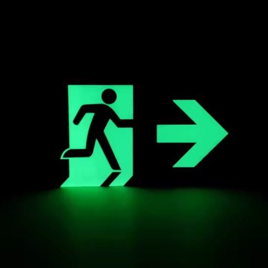 Photoluminescent Emergency Exit Sign for Indoor Safety Guidance