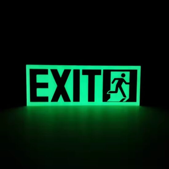 Photoluminescent Emergency Exit Sign for Indoor Safety Guidance