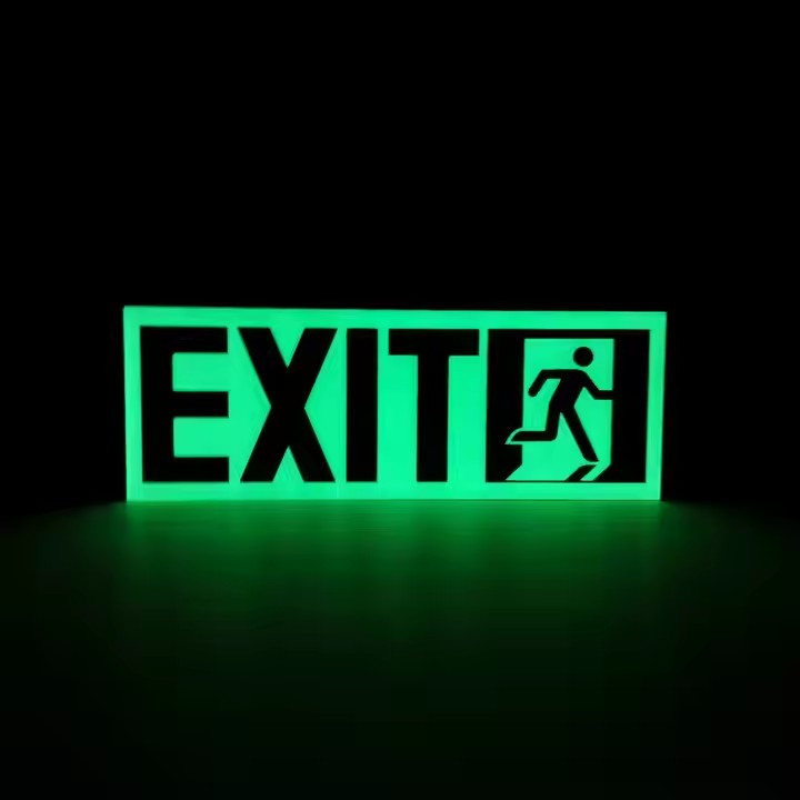Photoluminescent Emergency Exit Sign for Indoor Safety Guidance