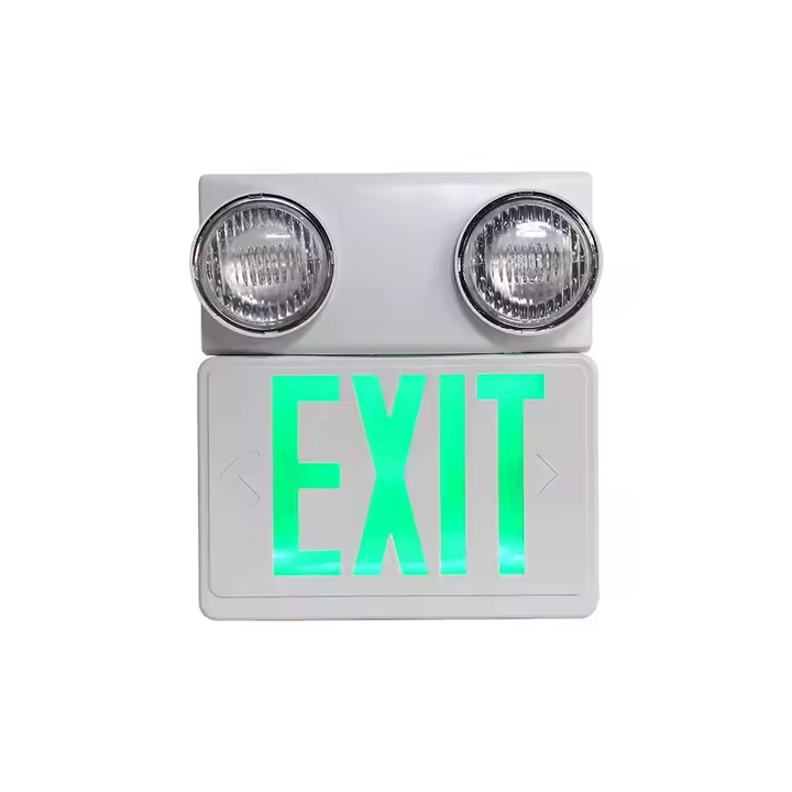 Wall-Mounted Waterproof 6W LED Emergency Exit Sign with Dual Spotlights