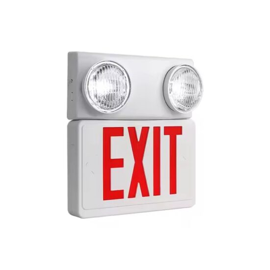 Wall-Mounted Waterproof 6W LED Emergency Exit Sign with Dual Spotlights