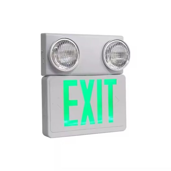 Wall-Mounted Waterproof 6W LED Emergency Exit Sign with Dual Spotlights