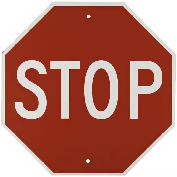 Reflective aluminum STOP sign for street safety and traffic management