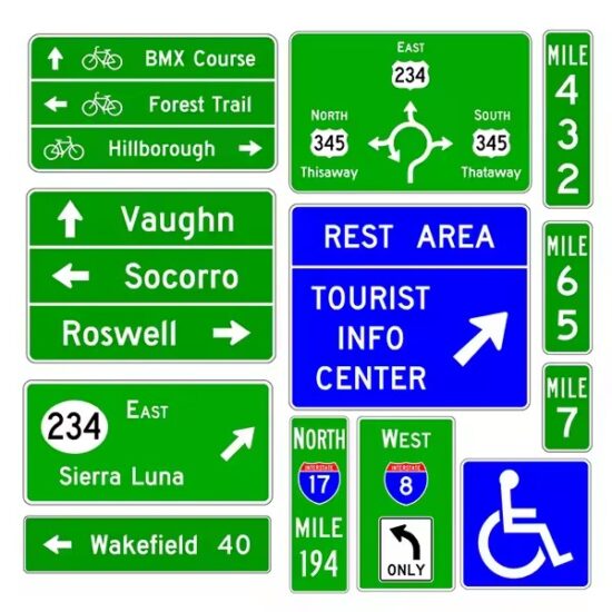 Custom Reflective Highway Guide Sign Installed on Expressway