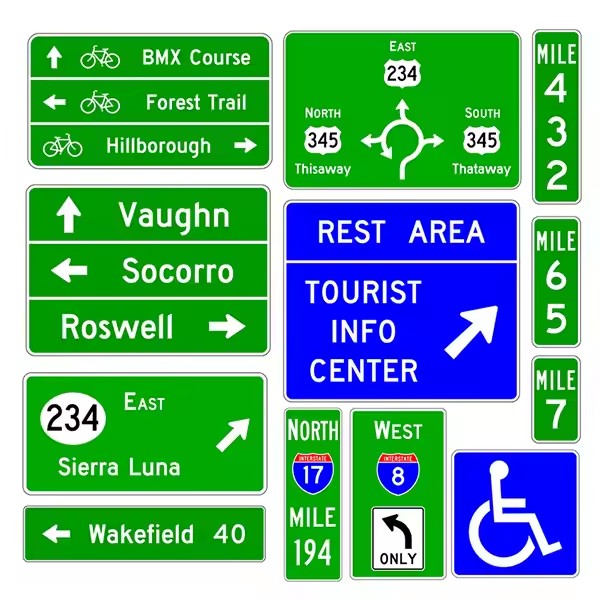 Custom Reflective Highway Guide Sign Installed on Expressway
