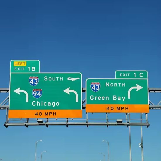 Custom Large Aluminum Road Guide Sign with Reflective Surface