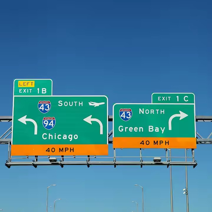 Custom Large Aluminum Road Guide Sign with Reflective Surface