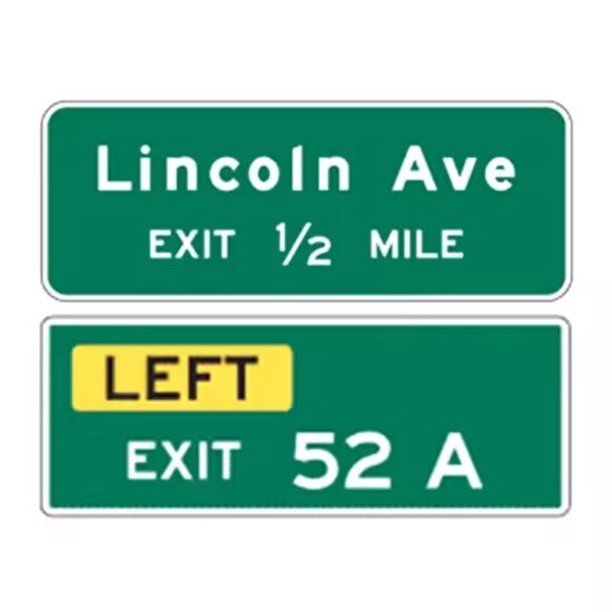 Custom Reflective Metal Road Safety Direction Sign Installed on Highway