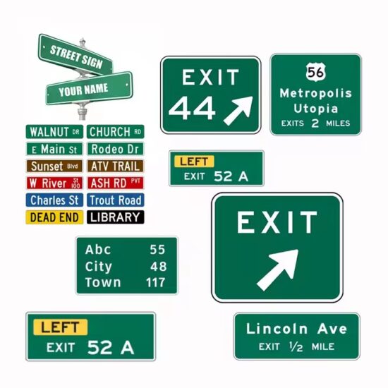 Custom Reflective Metal Road Safety Direction Sign Installed on Highway