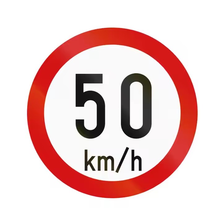 Reflective Road Traffic Speed Limit Sign for Enhanced Safety