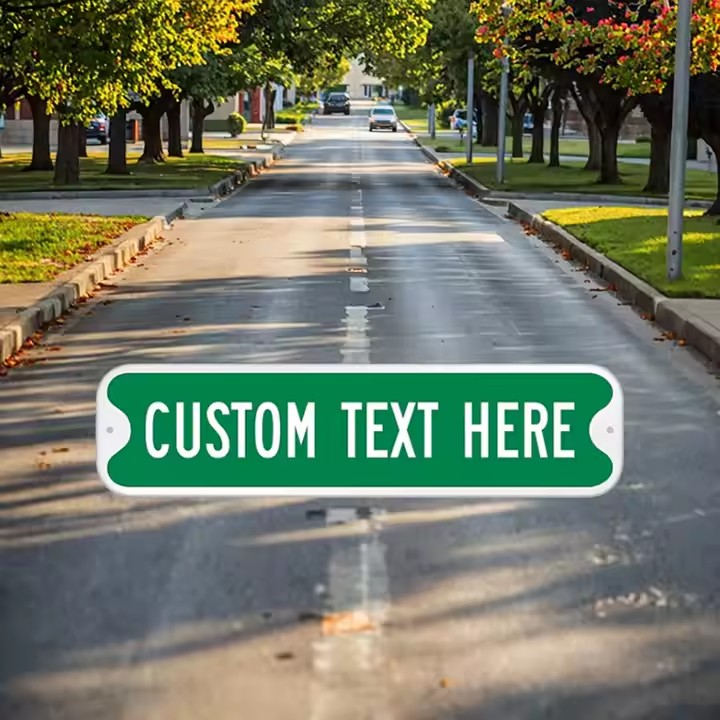 Custom reflective outdoor street name sign with aluminum base
