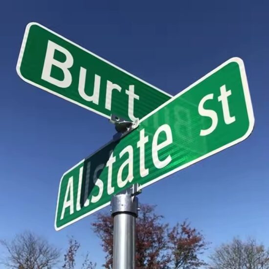 Custom UV-resistant outdoor route sign with personalized design