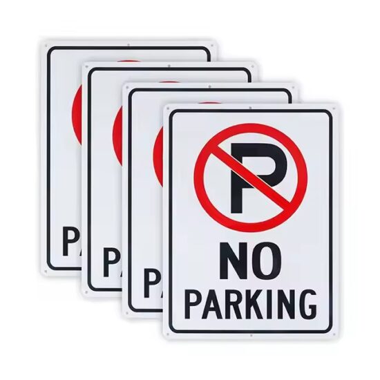 High-Quality Reflective Aluminum No Parking Sign Installed on Street