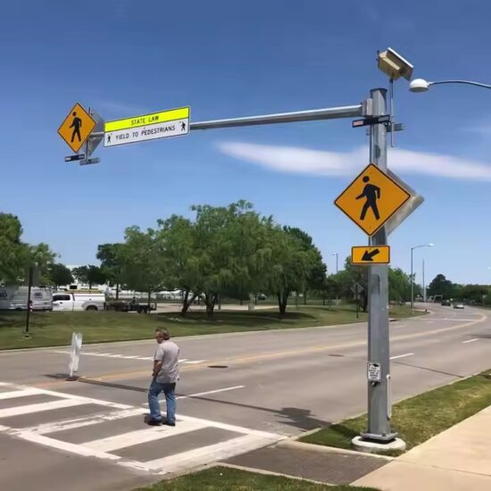 High-Quality Pedestrian Crossing Warning Metal Sign
